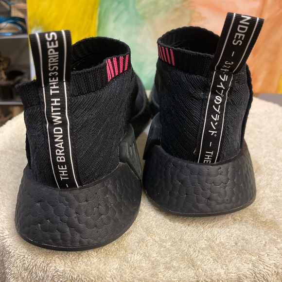 Adidas Black Athletic Shoes with Pink Highlights - Picture 1 of 6